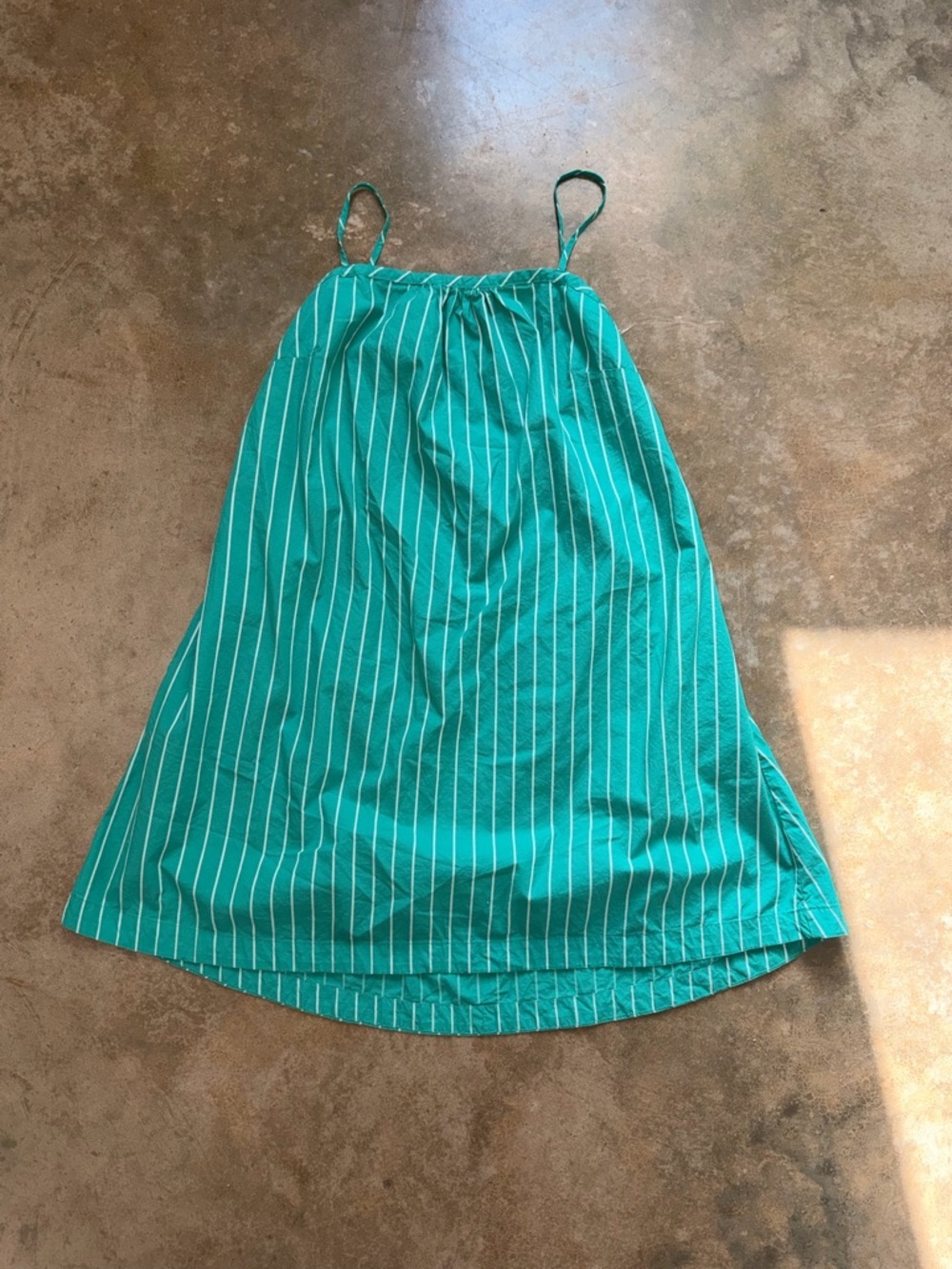 A New Day Teal Striped Mini Dress Spaghetti Strap Cotton NWT Size M Backless